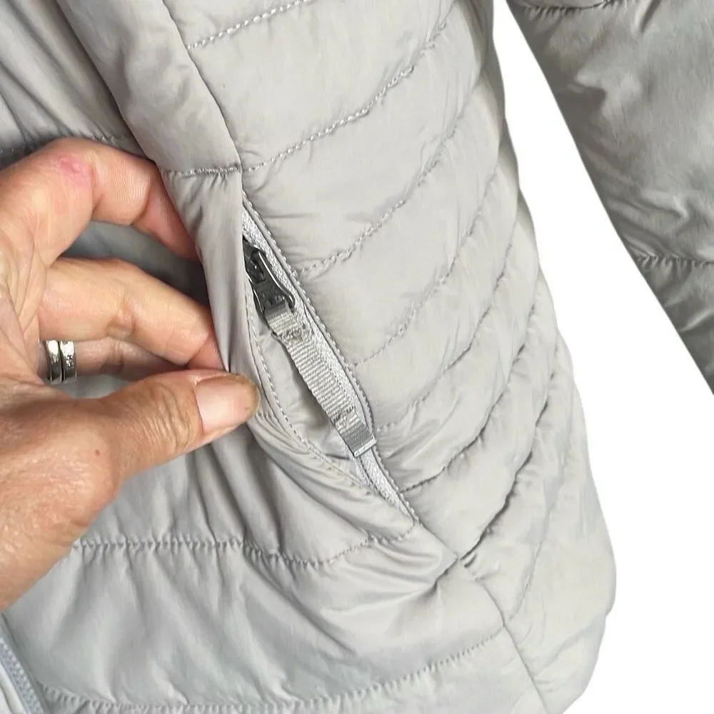 EUC! The North Face Gray Teal Mock Turtle Zip Up Puffer Jacket - Girls XL/Women’